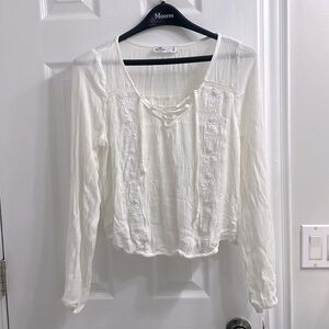 Hollister White Lace-Up Top